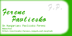 ferenc pavlicsko business card